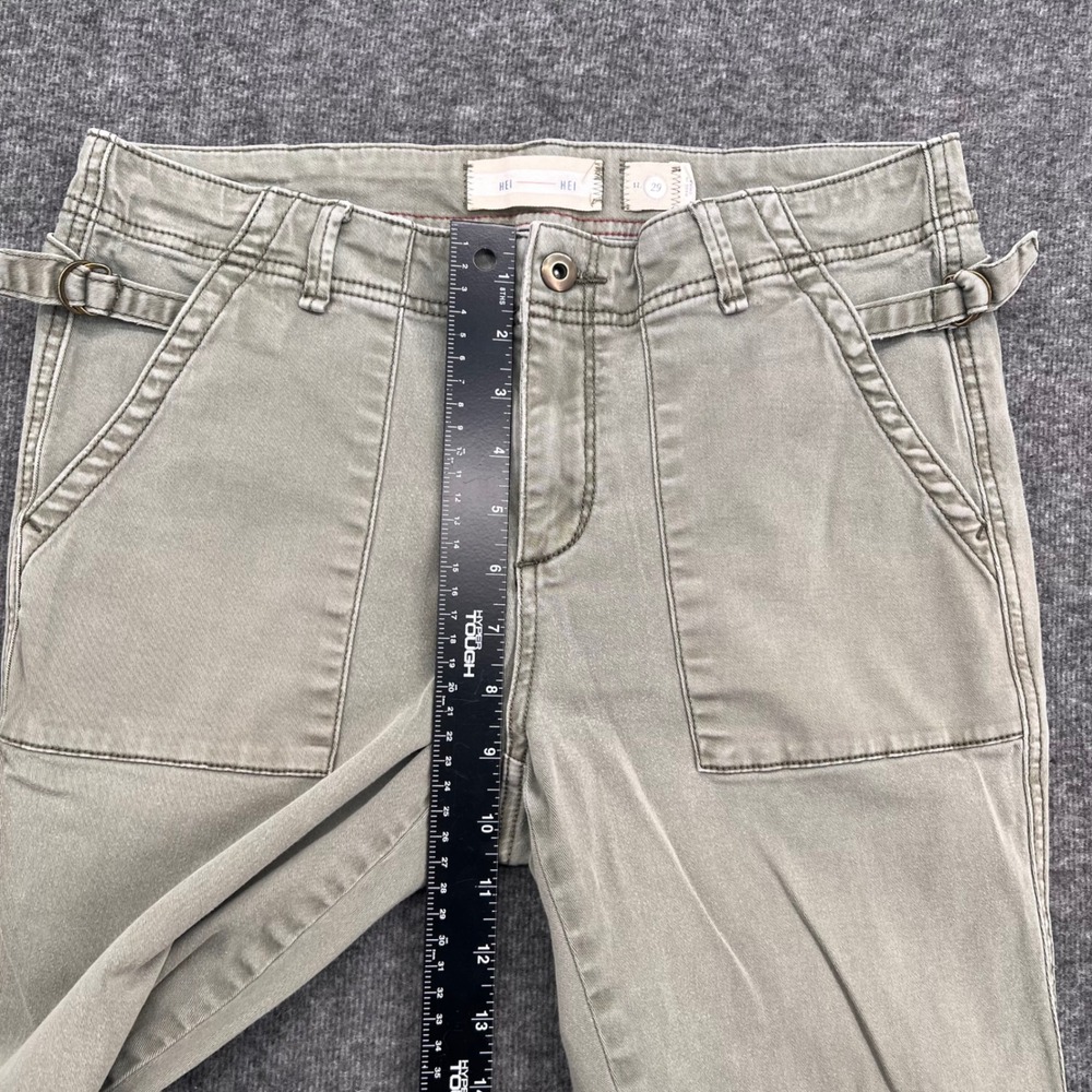 Hei Hei Anthropologie Women Sage Green Utility Skinny Cargo Pant Waist Buckle 29 - Picture 11 of 14